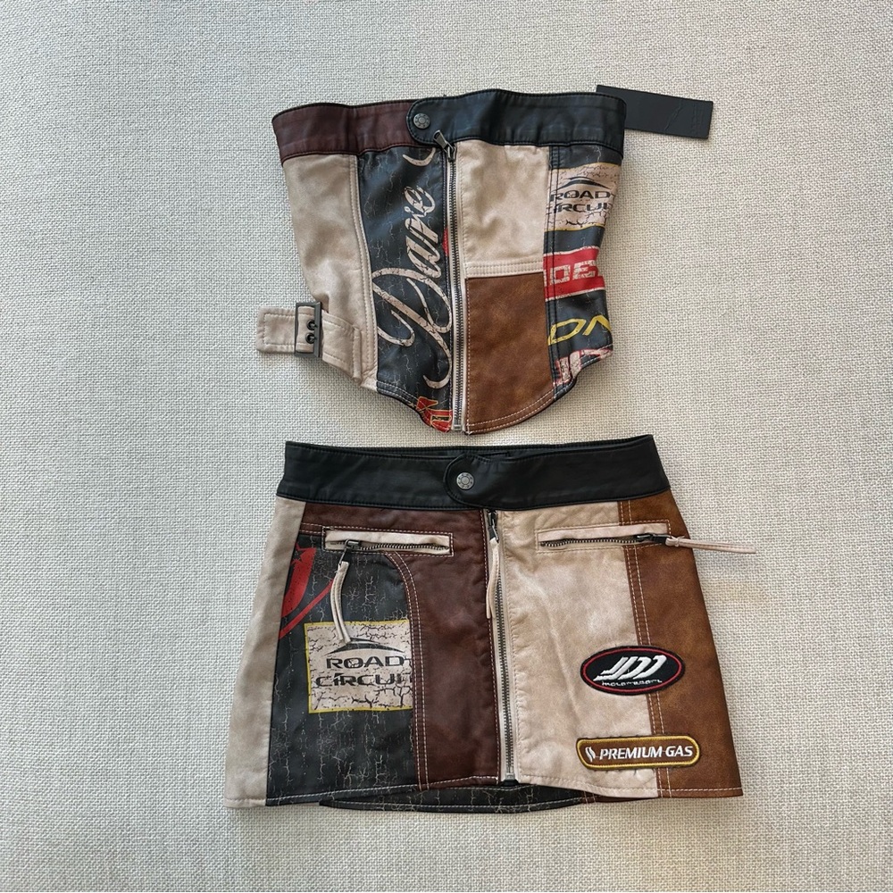 JADED LONDON Daytona Vegan Leather Corset and matching Skirt